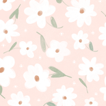 Lief roze geboortekaartje met witte bloemen en koperen tekst Achterkant