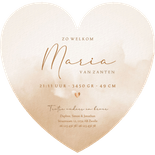 Minimalistisch geboortekaartje meisje waterverf en hartje Achterkant