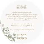 Moderne trouwkaart waterverf eucalyptus takjes Achterkant