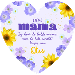 Moederdag kaartje hart met bloemen Achterkant