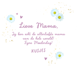 Moederdagkaartje bloemenhartje foto 'Mama is lief' Achterkant