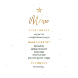 Originele menukaart kerstdiner met bestek kerstboom Achterkant