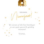 Originele nieuwjaarskaart met eigen foto in kerstbal vorm Achterkant
