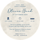 Rond geboortekaartje silhouet 2 broertjes in volle maan Achterkant