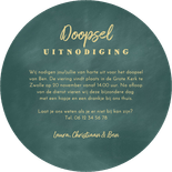 Ronde doopkaart foto en gouden visjes Achterkant