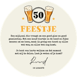 Ronde kaart bierviltje krijtbord stoer verjaardag feestje 50 Achterkant