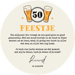 Ronde kaart bierviltje krijtbord stoer verjaardag feestje 50 Achterkant