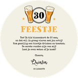 Ronde kaart bierviltje uitnodiging verjaardag bier stoer Achterkant
