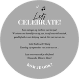 Ronde kaart jubileumfeest zilveren plaat vinyl 25 jaar feest Achterkant