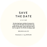 Ronde save the date zwarte lijntekening van bloemen Achterkant