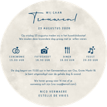 Ronde trouwkaart volle maan met silhouet bruidspaar Achterkant