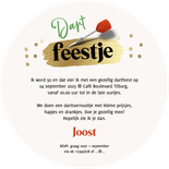 Ronde uitnodiging dart feestje verjaardag kroeg Achterkant