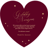 Rood nieuwjaarskaartje hartje gelukkig nieuwjaar goudfolie Achterkant