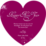  Roze hartje nieuwjaarskaart met holografisch new year Achterkant