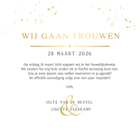 Save the Date fotokaart in hartvorm met goudlook letters Achterkant
