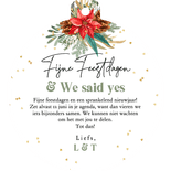 Stijlvolle kerstkaart save the date botanisch harten goud Achterkant