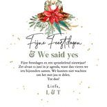 Stijlvolle kerstkaart save the date botanisch harten goud Achterkant