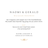 Stijlvolle klassieke minimalistische trouwkaart in hartvorm Achterkant