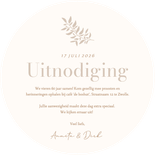 Stijlvolle ronde jubileumkaarten met beige takjes Achterkant
