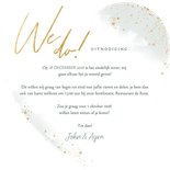 Stijlvolle trouwkaart waterverf eucalyptus & gouden spetters Achterkant