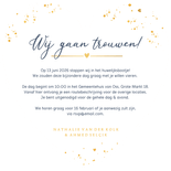 Stijlvolle trouwkaart We Do - donkerblauw in hartjesvorm Achterkant