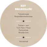 Stoere ronde menukaart communie jongen kraftlook Achterkant