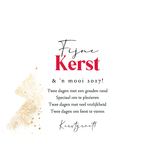 Trendy kerstkaart botanische takken foto goudlook  Achterkant