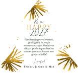 Trendy kerstkaart kerstboomvorm sterren goud foto Achterkant