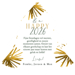 Trendy kerstkaart kerstboomvorm sterren goud foto Achterkant