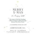 Trendy kerstkaart zakelijk bedankt internationaal ster goud Achterkant