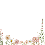 Trouwkaart bloemen in pastel  Achterkant