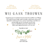 Trouwkaart eucalyptus stijlvol hartvorm hartjes uniek Achterkant