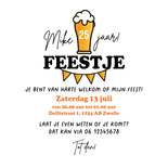 Uitnodiging bierviltje ronde kaart feestje foto stoer hip Achterkant