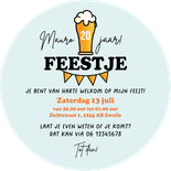 Uitnodiging cirkel bierviltje feestje bier foto slingers Achterkant