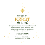 Uitnodiging kerstborrel zakelijk kerstboom vrolijk champagne Achterkant