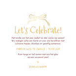 Uitnodiging kerstdiner zakelijk kerstbal champagne proost Achterkant