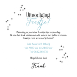 Uitnodiging verjaardag 65 jaar slingers confetti zilver foto Achterkant
