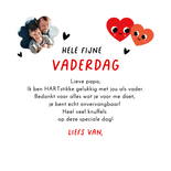 Vaderdagkaart in hartvorm lief rood hartje met oogjes Achterkant
