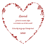 Valentijnskaart hartvorm typografisch Ik hou van jou Achterkant