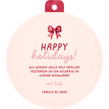 Vrolijk kerstkaartje met strik in kerstbalvorm Achterkant