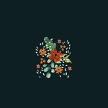 Zakelijke kerstkaart botanisch bloemen kleurrijk goudfolie Achterkant
