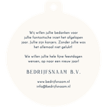 Zakelijke kerstkaart donkerblauw met twee foto kerstbalvorm Achterkant