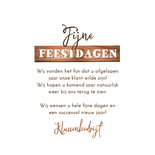 Zakelijke kerstkaart kerstbal bouwbedrijf klussen hout hamer Achterkant