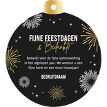 Zakelijke kerstkaart kerstbal vuurwerk fijne feestdagen logo Achterkant