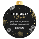Zakelijke kerstkaart kerstbal vuurwerk fijne feestdagen logo Achterkant