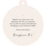 Zakelijke kerstkaart kerstbalvorm grote foto bedankt goud Achterkant