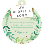 Zakelijke kerstkaart kerstbalvorm kerstkrans waterverf Achterkant