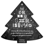 Zakelijke kerstkaart kerstboom krijtbord lettering chalk Achterkant