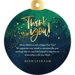 Zakelijke kerstkaart merry christmas kerstbal vorm goud Achterkant