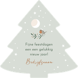 Zakelijke kerstkaart 'Merry XMAS' wintersfeer en roodborstje Achterkant